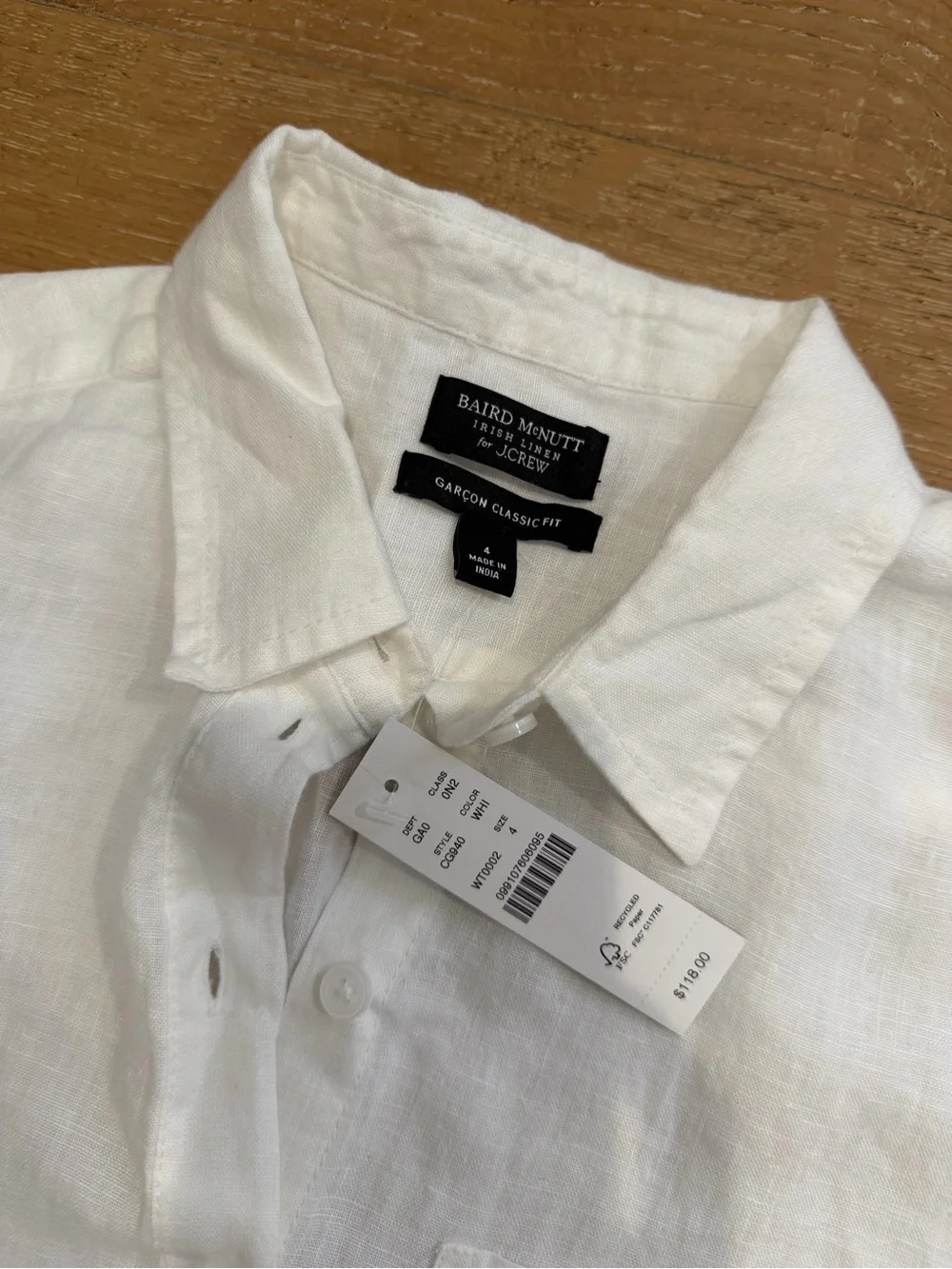 J. Crew Garçon classic button-up shirt in Baird McNutt Irish linen - size 4